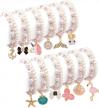 pink beaded unicorn animal pendant bracelets for teen girls | crystal princess pretend play jewelry party favor costume kids gift logo
