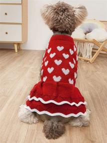 img 3 attached to ❤️ Small Dog Cute Warm Sweater Dress with Love Heart Princess Style - Red Female Dog Puppy Cat Winter Spring Soft Knitwear Pullover - Valentines Day Pet Clothes Apparel - Stock Show