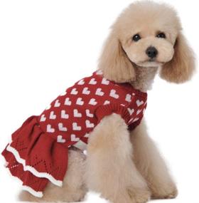 img 2 attached to ❤️ Small Dog Cute Warm Sweater Dress with Love Heart Princess Style - Red Female Dog Puppy Cat Winter Spring Soft Knitwear Pullover - Valentines Day Pet Clothes Apparel - Stock Show