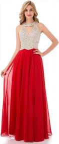 img 4 attached to Stunning Crystal Beaded Prom Dress: Perfect Long Evening Gown For Women - S1Red-US4