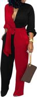 женский комбинезон с v-образным вырезом и длинным рукавом на пуговицах, широкий комбинезон с поясом, цельный комбинезон, длинные брюки с карманами логотип