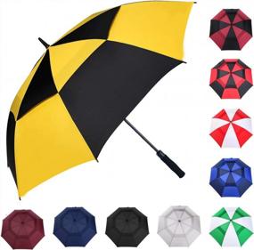 img 4 attached to 62/68/72 Inch Automatic Open Golf Umbrella - Extra Large, Windproof & Waterproof Stick Umbrellas For Rain