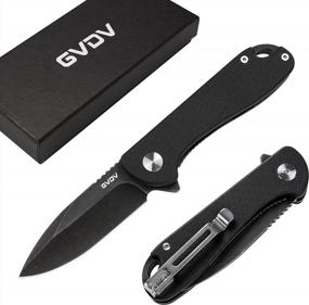 img 4 attached to Stonewashed G10 Handled Pocket Knife With D2 Steel, Ball Bearing Flipper, Safety Lock, Pocket Clip - Ideal EDC Knife For Camping, Hiking, And Fishing, Perfect Gifts For Men, Dad, And Husband By GVDV