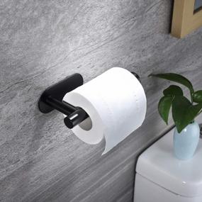 img 2 attached to Самоклеящийся держатель для туалетной бумаги Taozun - черный держатель рулона туалетной бумаги Держатель рулона туалетной бумаги из нержавеющей стали для ванной комнаты, наклейка на стену