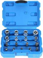 🔧 17-piece external torx socket set for renekton, with torx star bits, tamper proof, 3/8" 1/4" drive, sizes t10 - t55 and e6 - e16, made of high-quality cr-v steel логотип