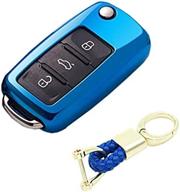 royalfox(tm luxury soft tpu flip remote key fob case cover for vw volkswagen jetta gti passat golf bora polo tiguan touareg beetle multivan sagitar passat, skoda keychain - 2 or 3 buttons (blue) логотип