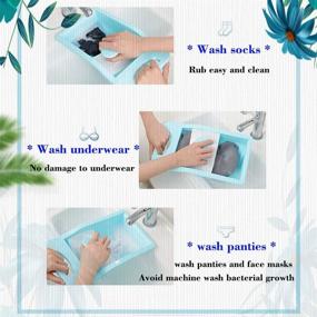 img 2 attached to 🧼 YIIAMOAHC Blue Mini Hand Washboard for Laundry - Ideal for Hand Washing Clothes and Small Items, Plastic Non-Slip Washboard for Convenient Washing