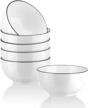 yolife 26oz cereal bowls set of 6 - elegant white porcelain with black rim for soup and ramen logo