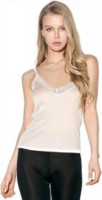 img 4 attached to SilRiver Silk Women'S Camisole Deep V-Neck Tank Tops Lace Cami Tops For Women Undershirts