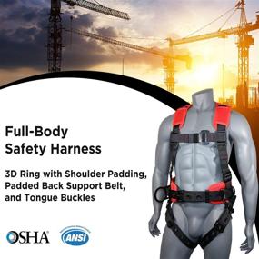 img 3 attached to AFP Red Demon Comfortable Safety Harness With Pressure-Relieving Padded Shoulder, Legs & Back, 3 D-Rings, And OSHA/ANSI PPE Approval