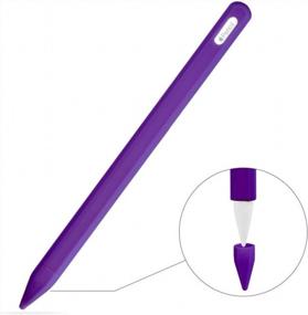 img 3 attached to 🖍️ ZALU Silicone Case Sleeve Holder Grip for Apple Pencil (2nd Gen) - Purple, Full Protection + Nib Cover Included