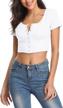 stylish and comfortable: fensace women's short sleeve knit crop top logo