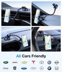img 3 attached to VICSEED Phone Mount For Car Gooseneck [All Cars Friendly][Flexible Long Arm] Car Phone Holder Mount Strong Suction For Windshield Dashboard 360 Rotation Cell Phone Holder Car For All Mobiles & Cases