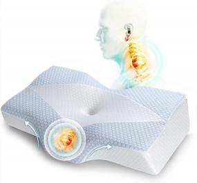 img 4 attached to Cooling Memory Foam Contour Pillow By Mkicesky - Orthopedic Cervical Pillow For Neck And Shoulder Pain Relief, Ideal For Side, Back, And Stomach Sleepers [U.S. Patent]