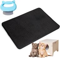 🐾 premium durable cat litter mat with non-slip & waterproof backing - easy clean & scatter control, black (17.7inx23.6in) logo