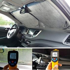img 2 attached to Солнцезащитный козырек для лобового стекла Tinpec Automotive - блокирует тепло и солнце, подходит для большинства легковых и грузовых автомобилей (63X33,8 дюйма)