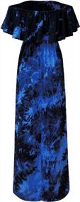 img 1 attached to ALILING Women'S Tie Dye Off Shoulder Maxi Dress With Ruffle, Side Split, And Convenient Pocket - Elegant And Sexy