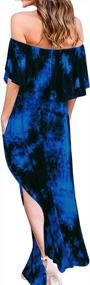 img 3 attached to ALILING Women'S Tie Dye Off Shoulder Maxi Dress With Ruffle, Side Split, And Convenient Pocket - Elegant And Sexy