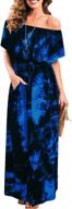 aliling women's tie dye off shoulder maxi dress with ruffle, side split, and convenient pocket - elegant and sexy logo