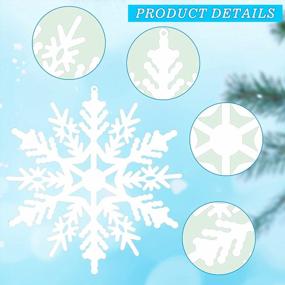 img 2 attached to Упаковка из 40 4-дюймовых белых пластиковых блестящих снежинок для рождественских украшений, зимних свадеб, рождественских вечеринок - MIAHART Christmas Snowflake Ornaments