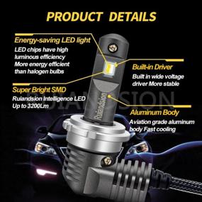 img 3 attached to 6000K White 9-32V Ruiandsion D1/D2/D3/D4 LED Headlight Bulb Conversion Kit - High & Low Beam For Fog Lights (Pack Of 2)