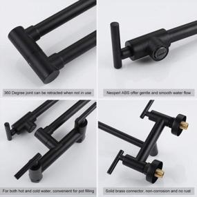 img 2 attached to WOWOW Pot Filler Faucet For Both Hot Cold Water Folding Kitchen Faucet Black Wall Mount Commercial Restaurant Faucet Lead-Free Faucets Brass 3 Handles 2 Hole Double Joint Swing Arm Kitchen Faucet