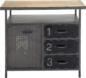 img 3 attached to Gray Metal Cabinet With Typography Numbers And Text, 36" X 17" X 32" - Deco 79