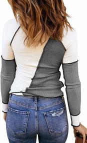 img 3 attached to Roswear Women’S Ribbed Long Sleeves Slim Fit Pullover Sweaters Color Block Knit Tops