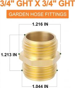 img 1 attached to GASHER 6Pc Metal Brass Garden Hose Connector Adapter 3/4" GHT Male X Male Threaded Fitting