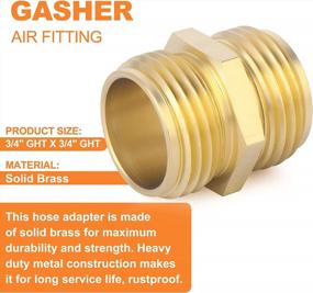 img 2 attached to GASHER 6Pc Metal Brass Garden Hose Connector Adapter 3/4" GHT Male X Male Threaded Fitting
