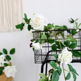 img 1 attached to 6Ft White Artificial Hanging Rose Ivy Garland Fake Flower Plants For Wedding Home Party Garden Arrangement Decor - Veryhome Pack Of One