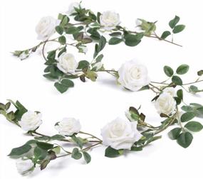 img 4 attached to 6Ft White Artificial Hanging Rose Ivy Garland Fake Flower Plants For Wedding Home Party Garden Arrangement Decor - Veryhome Pack Of One