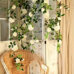 img 3 attached to 6Ft White Artificial Hanging Rose Ivy Garland Fake Flower Plants For Wedding Home Party Garden Arrangement Decor - Veryhome Pack Of One