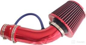 img 2 attached to RONTEIX Universal High Flow 3 Inch Cold Air Intake Induction Pipe Hose Kit With Air Filter (Red)