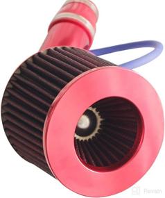 img 1 attached to RONTEIX Universal High Flow 3 Inch Cold Air Intake Induction Pipe Hose Kit With Air Filter (Red)