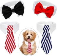 stylish 4-piece pet bow tie set: adjustable neck ties 🐾 for small dogs and cats - perfect for formal events, grooming, parties! logo