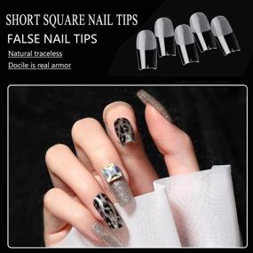 img 3 attached to Get Perfectly Manicured Nails With AddFavor Clear Nail Tips - 240Pcs Full Cover Acrylic Short Gel X Tips In 12 Sizes (Medium Square)