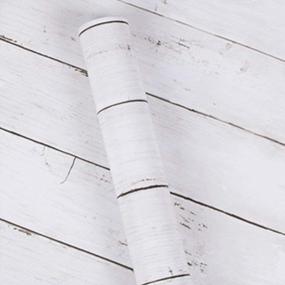 img 4 attached to Винтажная состаренная деревянная контактная бумага - самоклеящиеся белые обои для декоративного покрытия стен, без следов - 393,6 ''X 17,64 '' белая деревянная панель, 32,8 фута X 1,47 фута