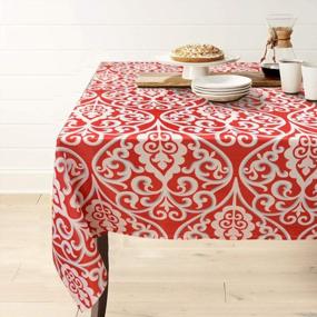 img 4 attached to Vintage Printed Spill Proof Rectangle Polyester Tablecloth For Home & Kitchen - Red And White, 60X104 Inch