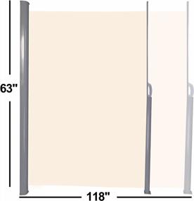 img 1 attached to Retractable Patio Awning Wall Mount 118"L X 63"H Waterproof Sun Shade Screen Room Divider Aluminum Pole Beige
