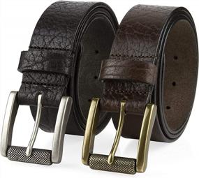 img 1 attached to Authentic American-Made Vintage Leather Belt With Roller Buckle For A Classic Casual Look: 1 1/2" Wide
