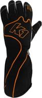 🧤 k1 race gear rs1 reverse stitch kart racing gloves in orange/black, ideal for medium-sized hands logo