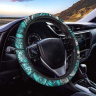 🌸 jiueut green abstract floral print steering wheel cover: non-slip and breathable wrap for car, truck, suv – enhance auto interior with style and functionality! логотип