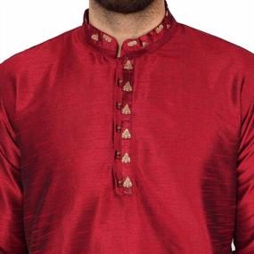 img 2 attached to Men'S Art Silk Kurta Pajama Set - Perfect For Ethnic Indian Parties!