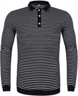 poriff men's casual striped long sleeve golf polo shirt slim fit cotton polo t shirts logo
