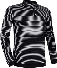 img 3 attached to Poriff Men'S Casual Striped Long Sleeve Golf Polo Shirt Slim Fit Cotton Polo T Shirts