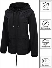 img 1 attached to GEMYSE Женская непромокаемая куртка от дождя, легкий плащ, упаковываемая ветровка с капюшоном на открытом воздухе