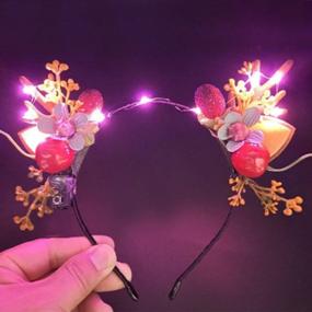 img 4 attached to Gortin Reindeer Antlers Light Up Headbands Christmas LED Glowing Flower Headband Elk Deer Head Bands Antler Hair Hoop Cosplay Party Fashion Hair Accessory For Women And Kids (Type C)