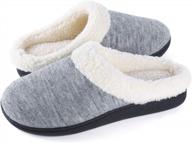 warm and cozy wishcotton women's memory foam house slippers with nonslip rubber sole and fleece lining logo