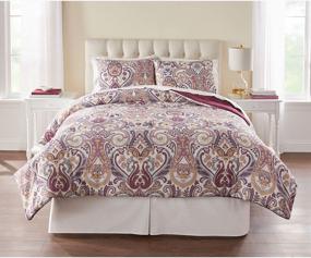 img 1 attached to BrylaneHome 3 Piece Microfiber Comforter Set Paisley Bedding - King, Lavender Purple